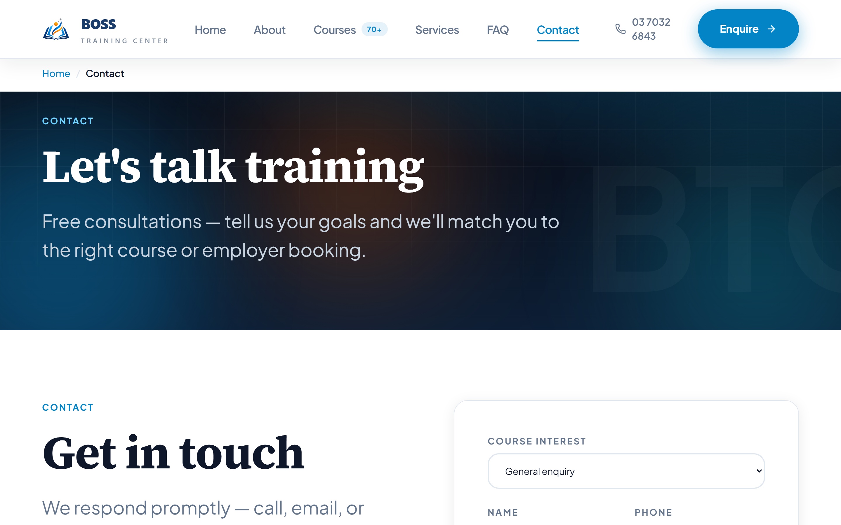 Boss Training Center — Contact